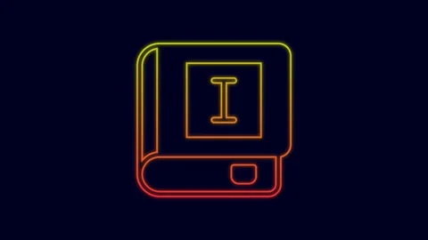Glowing neon line Book icon isolated on blue background. First volume. 4K Video Stock Footage 227212811
