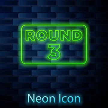 Glowing neon line Boxing ring board icon isolated on brick wall background Stock Illustration