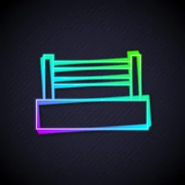 Glowing neon line Boxing ring icon isolated on black background. Vector Stock Illustration