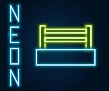 Glowing neon line Boxing ring icon isolated on black background. Colorful Stock Illustration