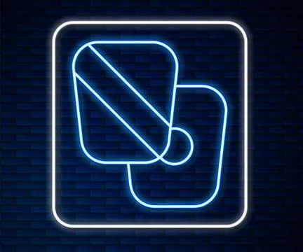 Glowing neon line Boxing training paws icon isolated on brick wall background Stock Illustration