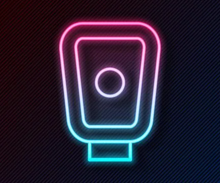 Glowing neon line Boxing training paws icon isolated on black background.  Ve Stock Illustration