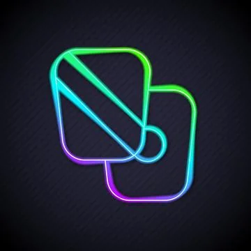 Glowing neon line Boxing training paws icon isolated on black background.  .. イラスト素材