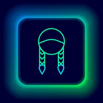 Glowing neon line Braid icon isolated on black background. Colorful outline Stock Illustration