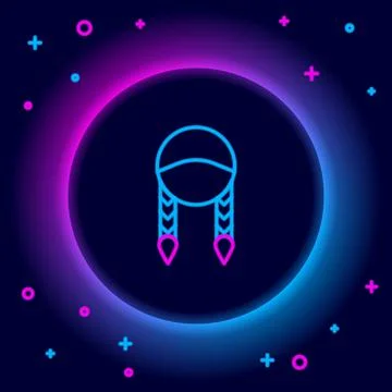 Glowing neon line Braid icon isolated on black background. Colorful outline Stock Illustration