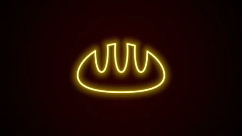 Glowing neon line Bread loaf icon isolated on black background. 4K Video motion Stock Footage 142549546