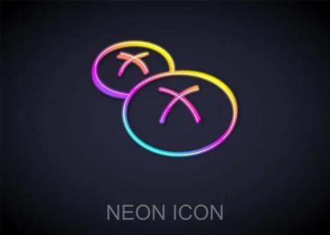Glowing neon line Bread loaf icon isolated on black background. Vector Illustrazione stock