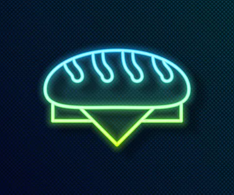 Glowing neon line Bread loaf icon isolated on black background. Vector 스톡 일러스트