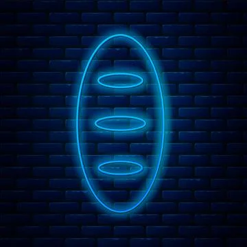 Glowing neon line Bread loaf icon isolated on brick wall background. Vector Illustrazione stock