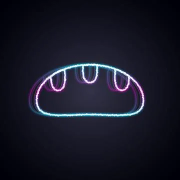 Glowing neon line Bread loaf icon isolated on black background. Vector Illustrazione stock