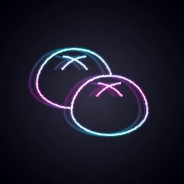 Glowing neon line Bread loaf icon isolated on black background. Vector Stock Illustration