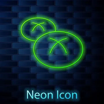Glowing neon line Bread loaf icon isolated on brick wall background. Vector 스톡 일러스트