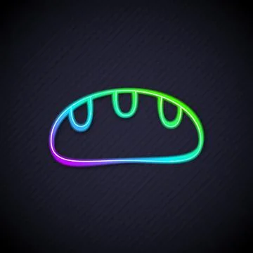 Glowing neon line Bread loaf icon isolated on black background. Vector 스톡 일러스트