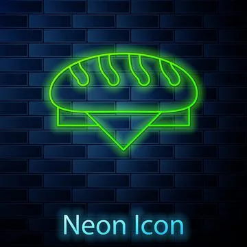 Glowing neon line Bread loaf icon isolated on brick wall background. Vector イラスト素材
