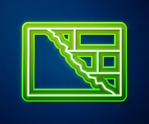Glowing neon line Bricks icon isolated on blue background. Vector Stock Illustration