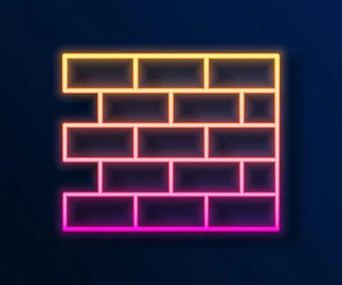 Glowing neon line Bricks icon isolated on black background. Vector Stock Illustration