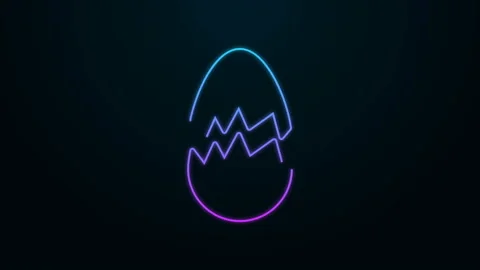 Glowing neon line Broken egg icon isolated on black background. Happy Easter. 4K 動画素材 140231967