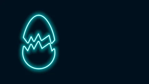 Glowing neon line Broken egg icon isolated on black background. Happy Easter. 4K 動画素材 141831708