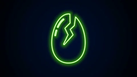 Glowing neon line Broken egg icon isolated on black background. Happy Easter. 4K 動画素材 142107258