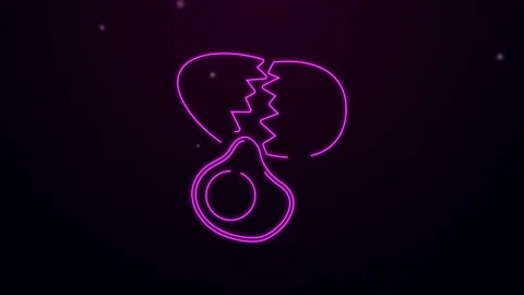 Glowing neon line Broken egg icon isolated on black background. Happy Easter. 4K 動画素材 154093494