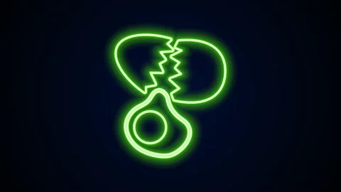 Glowing neon line Broken egg icon isolated on black background. Happy Easter. 4K 動画素材 154093501