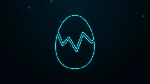 Glowing neon line Broken egg icon isolated on black background. Happy Easter. 4K 動画素材 159341867