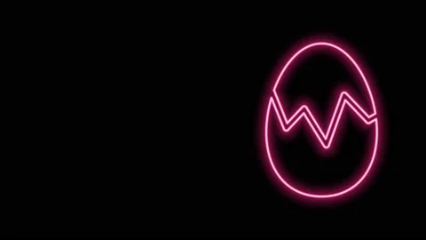 Glowing neon line Broken egg icon isolated on black background. Happy Easter. 4K 動画素材 159341874