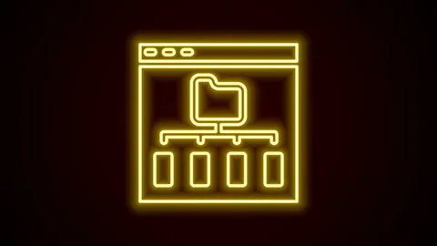 Glowing neon line Browser files icon isolated on black background. 4K Video Stock Footage 142485212