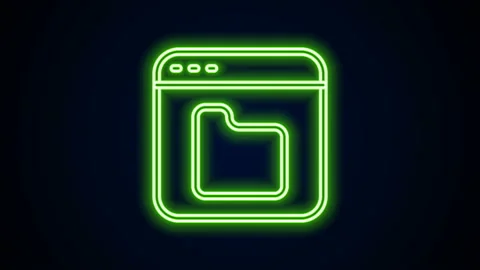 Glowing neon line Browser files icon isolated on black background. 4K Video Stock Footage 144414052