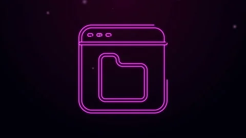 Glowing neon line Browser files icon isolated on black background. 4K Video Stock Footage 144450972