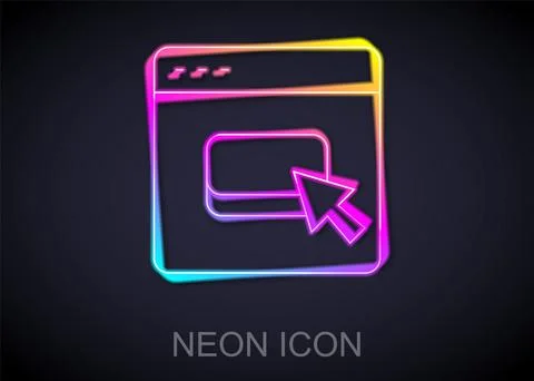 Glowing neon line Browser files icon isolated on black background. Vector 스톡 일러스트