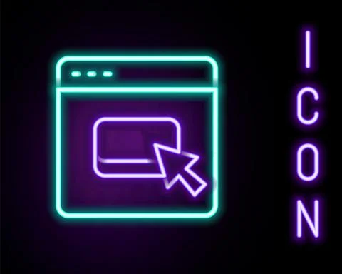 Glowing neon line Browser files icon isolated on black background. Colorful Stock Illustration