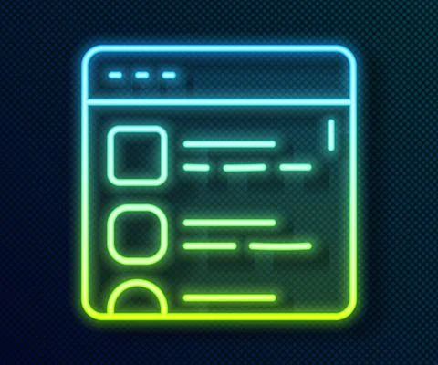 Glowing neon line Browser files icon isolated on black background. Vector 스톡 일러스트