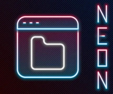 Glowing neon line Browser files icon isolated on black background. Colorful Stock Illustration