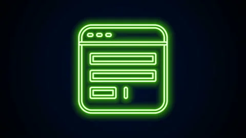 Glowing neon line Browser window icon isolated on black background. 4K Video Stock Footage 144414026