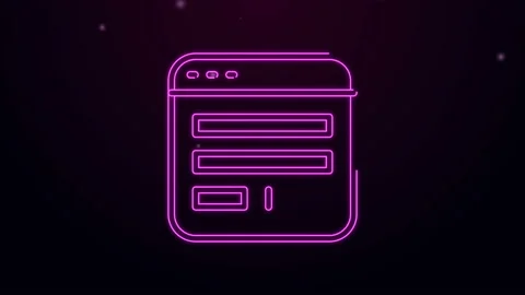 Glowing neon line Browser window icon isolated on black background. 4K Video Stock Footage 144450937