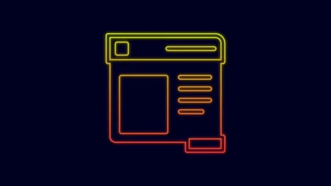 Glowing neon line Browser window icon isolated on blue background. 4K Video Stock Footage 227211829