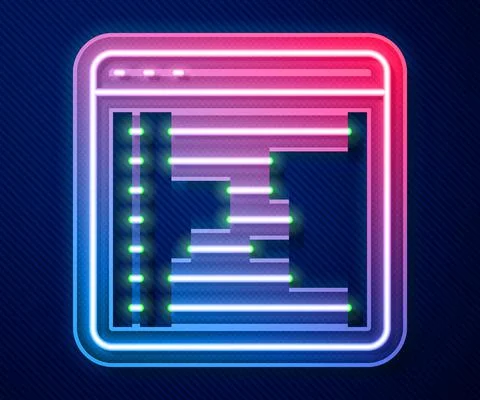 Glowing neon line Browser window icon isolated on blue background. Vector 库存插图