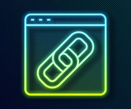 Glowing neon line Browser window icon isolated on black background. Vector Stock Illustration