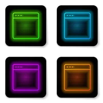 Glowing neon line Browser window icon isolated on white background. Black s.. 스톡 일러스트
