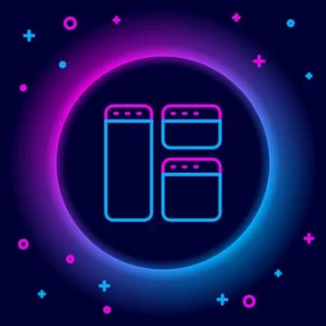 Glowing neon line Browser window icon isolated on black background. Colorfu.. Stock Illustration