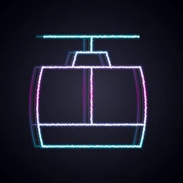Glowing neon line Cable car icon isolated on black background. Funicular si.. Stock Illustration
