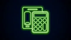 Glowing neon line Calculator icon isolat... | Stock Video | Pond5