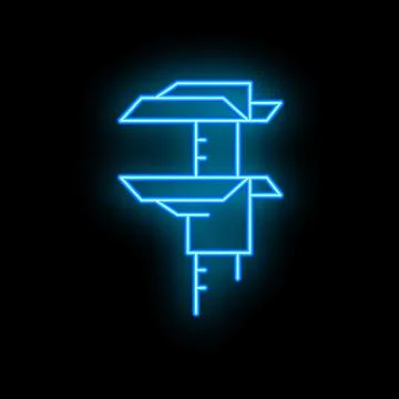 Glowing neon line caliper icon isolated on black background. Technical engine Stock Illustration