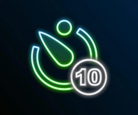 Glowing neon line Camera timer icon isolated on black background. Photo exposure Stock Illustration