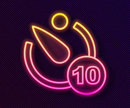 Glowing neon line Camera timer icon isolated on black background. Photo exposure 库存插图