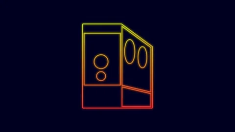 Glowing neon line Case of computer icon isolated on blue background. Computer Stock Footage 227243477