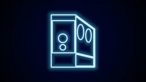 Glowing neon line Case of computer icon isolated on black background. Computer Stock Footage 227412825