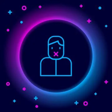 Glowing neon line Censor and freedom of speech concept icon isolated on black Stock Illustration