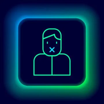 Glowing neon line Censor and freedom of speech concept icon isolated on black イラスト素材